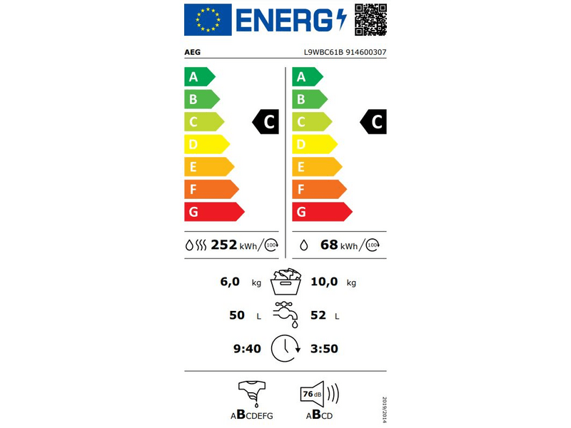 AEG L9WBC61B Ökokombi hőszivattyús mosó-szárítógép, gőzprogram, 10/6kg