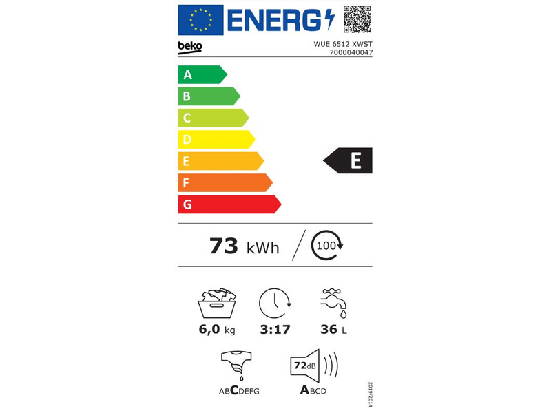 Beko WUE6512XWST Elöltöltős mosógép