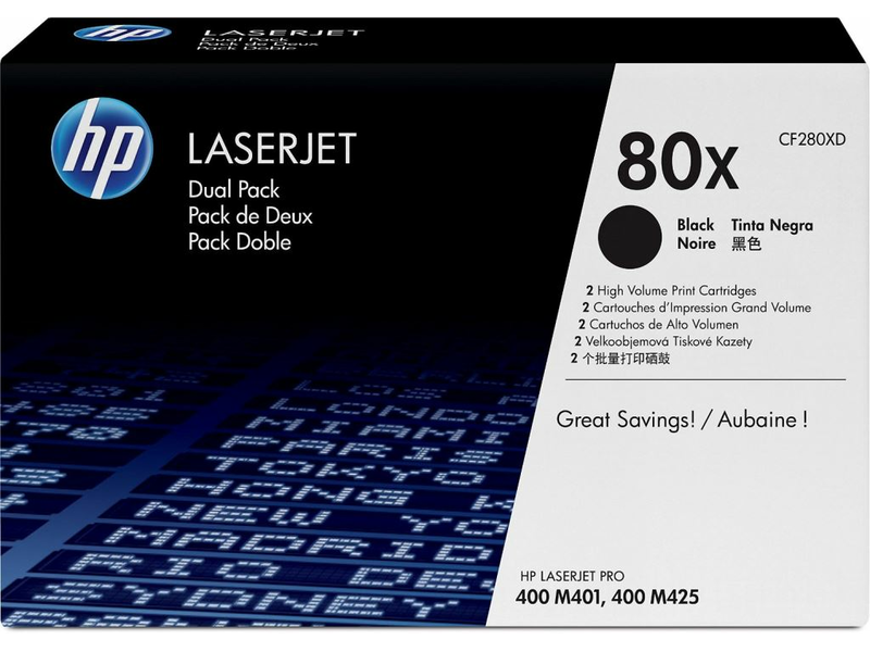 HP 80x fekete 2 darabos eredeti toner csomag (CF280XD)