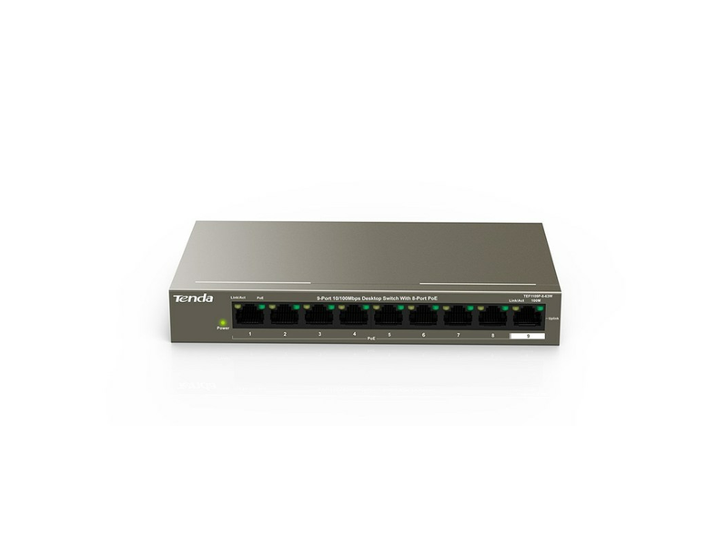 TENDA TEF1109P-863-W Switch, 9 portos, fekete