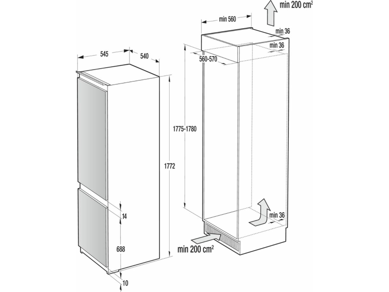 Gorenje RKI 2181A1 beépíthető alulfagyatós hűtőszekrény