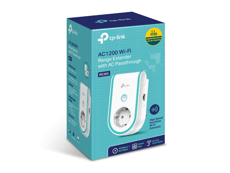 TP-Link RE365 AC1200 Wi-Fi Lefedettségnövelő konnektor aljzattal
