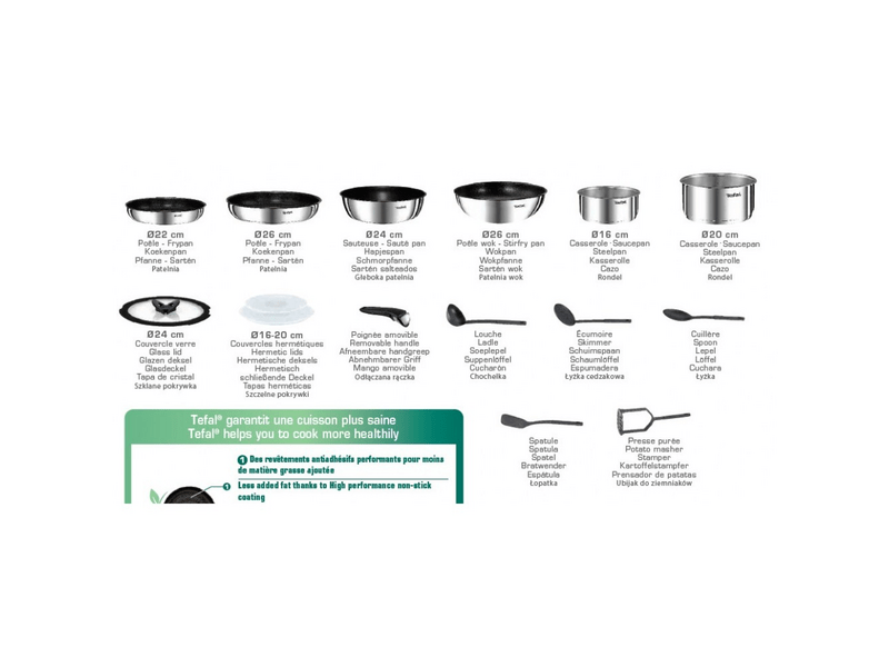 Tefal Ingenio Emotion nemesacél edényszett 15 db-os , L925SF14