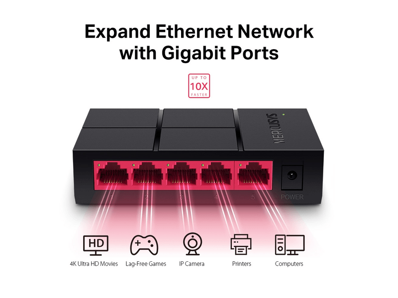 Mercusys MS105G 5-Port 10/100/1000Mbps Asztali Switch