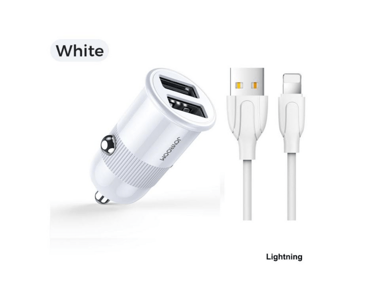 Joyroom C-A06 WH 2USB Lightning kábellel fehér 1m Autós töltő