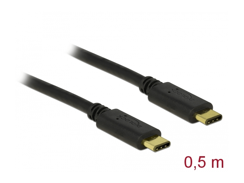 DELOCK 83672 USB 2.0 Type-C -Type-C 0.5m Adatkábel, Fekete