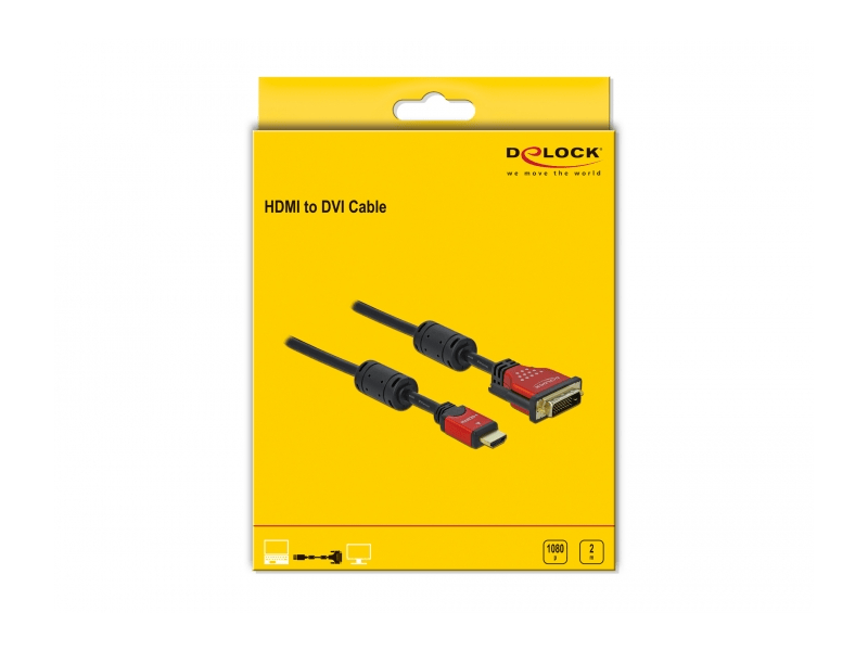 Delock 84342 HDMI - DVI Átalakító kábel, 2 m