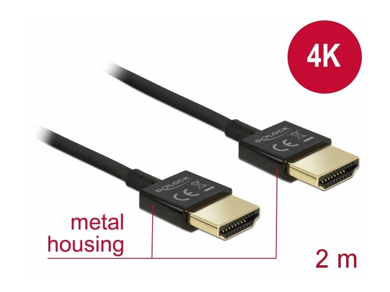 Delock 84773 Nagysebességű HDMI-A -HDMI-A 3D, 4K Kábel, 2 m,