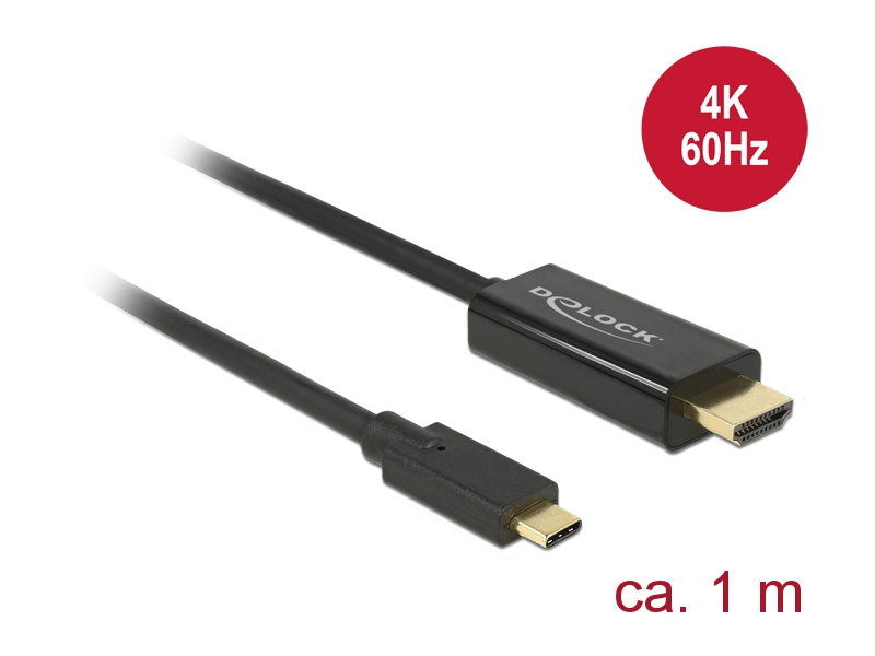 Delock 85290 Kábel USB Type-C™- HDMI, 4K, 60 Hz, 1 m, fekete