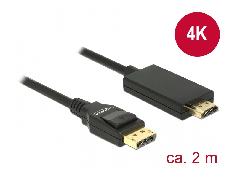Delock 85317 Kábel DisplayPort 1.2 - HDMI-A 4K, 30 Hz, 2 m, fekete