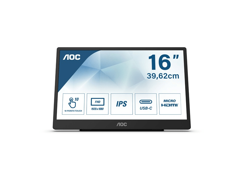 AOC 16T2 15,6” Hordozható Érintőképernyős IPS monitor