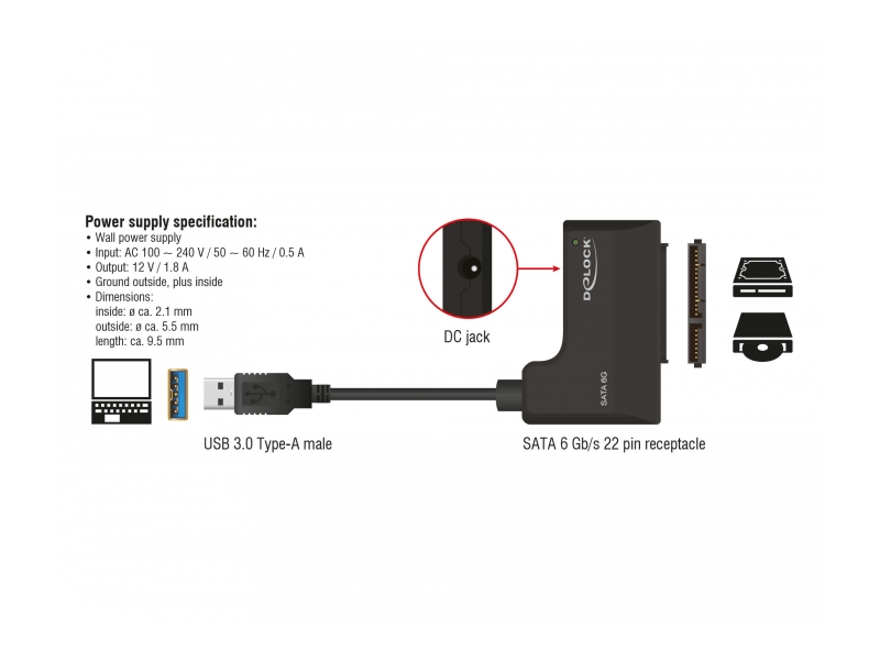 Delock 61882 USB 3.0 - SATA 6 Gb/s átalakító