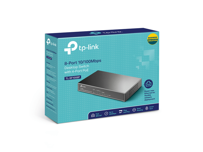 TP-LINK TL-SF1008P 8-Port 10/100Mbps Asztali Switch