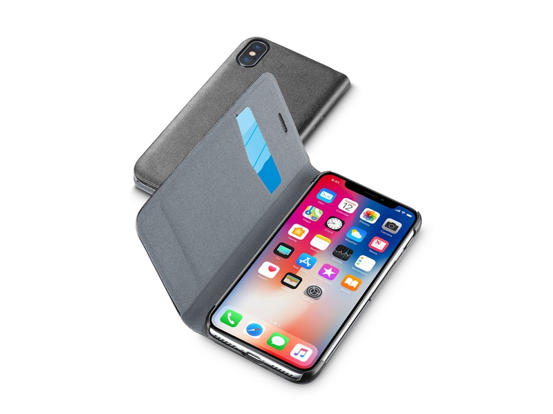 CellularLine Book Essential iPhone X Telefon tok, Fekete