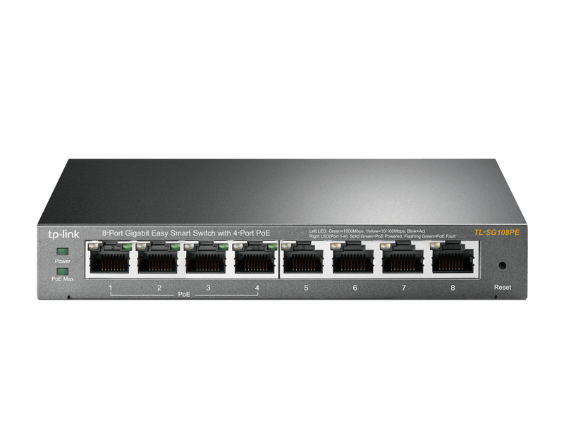 TP-LINK TL-SG108PE 8-Port 10/100/1000Mbps Asztali Switch