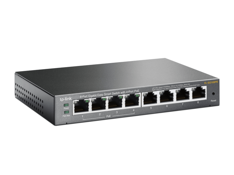TP-LINK TL-SG108PE 8-Port 10/100/1000Mbps Asztali Switch