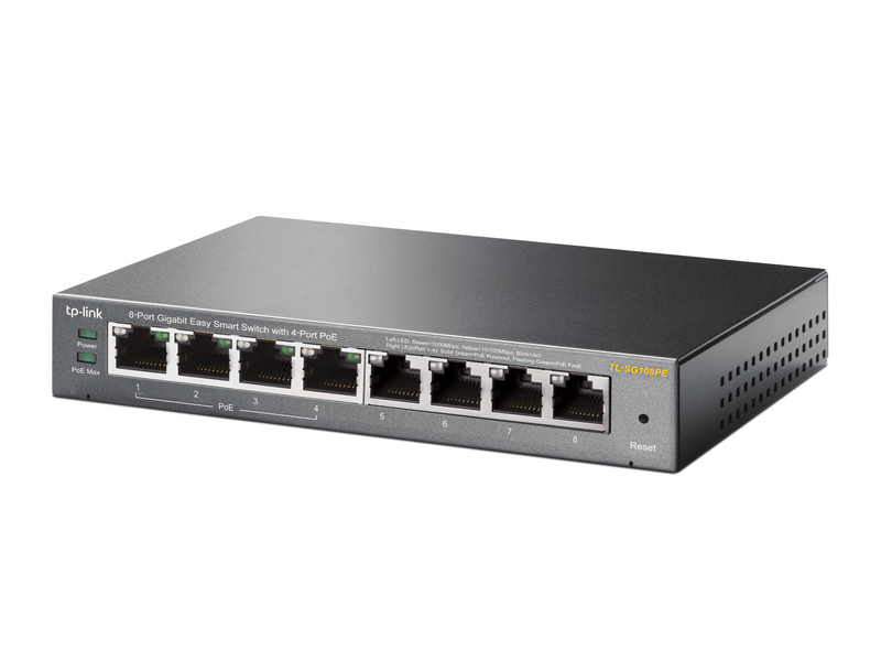 TP-LINK TL-SG108PE 8-Port 10/100/1000Mbps Asztali Switch