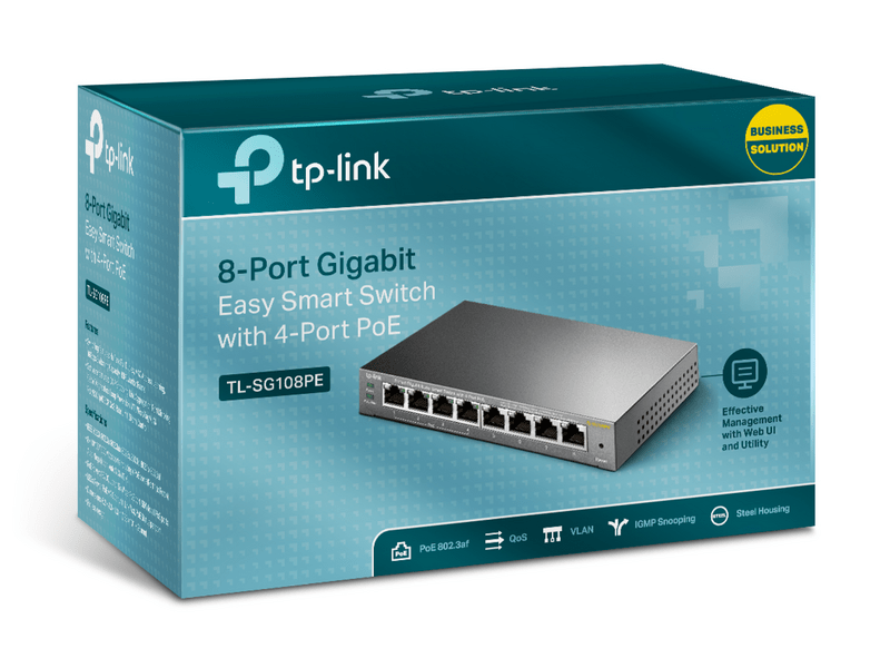TP-LINK TL-SG108PE 8-Port 10/100/1000Mbps Asztali Switch