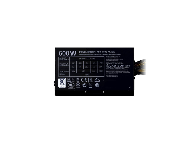 Cooler Master MasterWatt Lite 600W tápegység