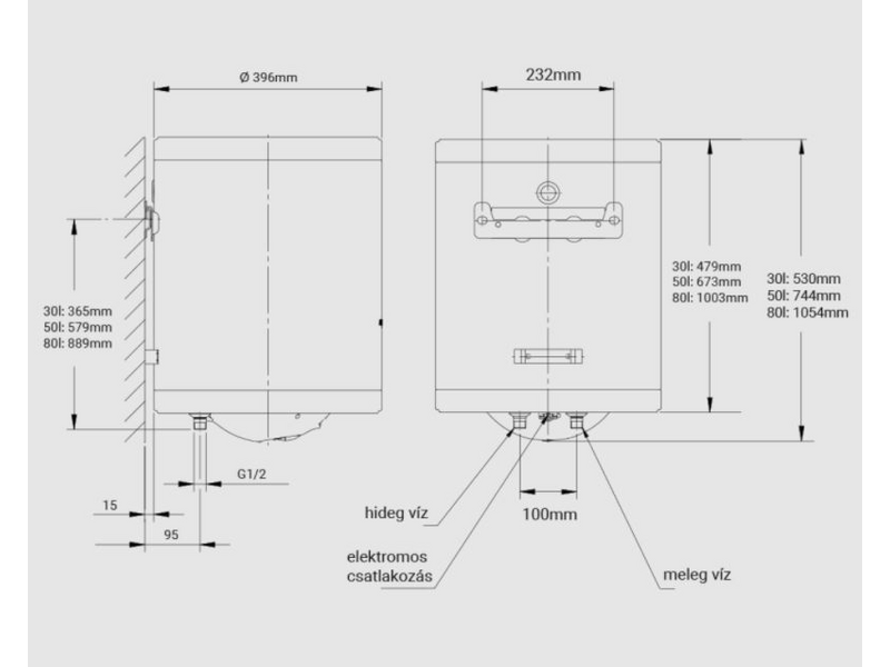 Hajdu Aquastic AQ ECO 80 Slim Villanybojler, 80 l