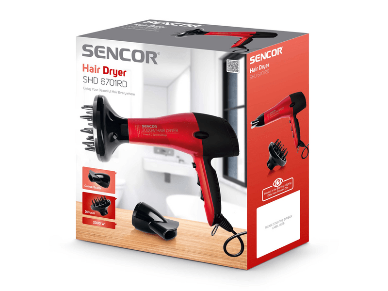Sencor SHD 6701RD sušilo za kosu, crveno