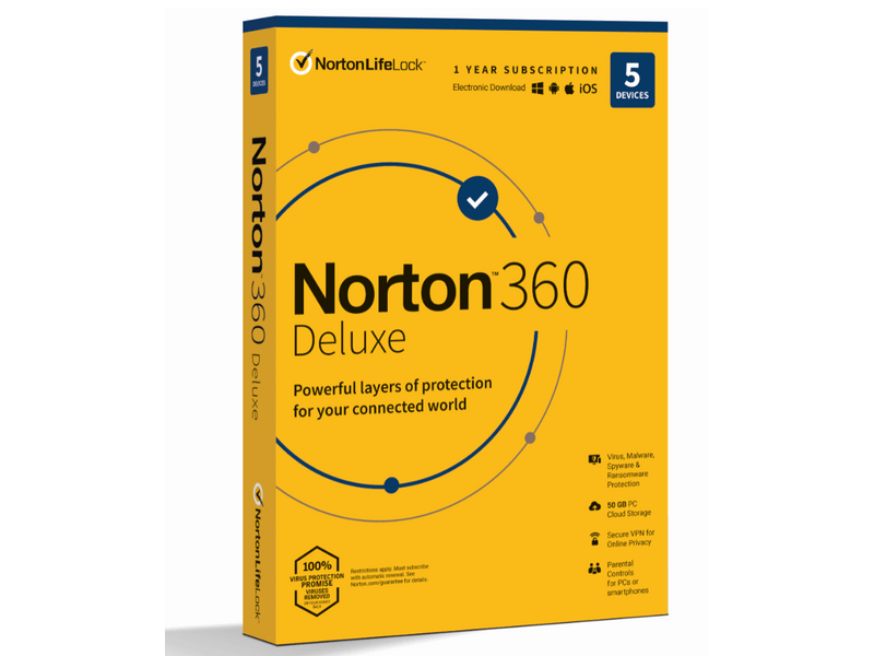 Norton 360 Deluxe 50GB HUN, 1 Felhasználó, 5 gép, 1 éves, dobozos vírusirtó szoftver