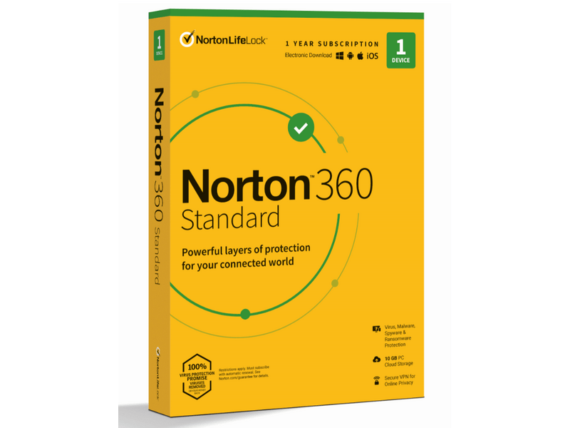 Norton 360 Standard 10GB HUN, 1 Felhasználó, 1 gép, 1 éves, dobozos vírusirtó szoftver