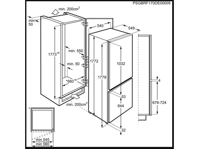 Electrolux LNT3FF18S Beépíthető kombinált hűtőszekrény