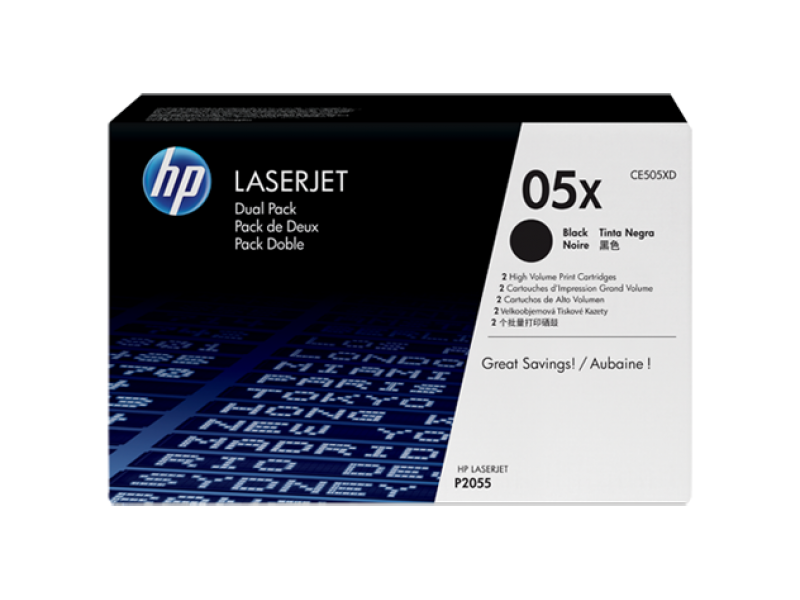 HP 05x fekete 2 darabos eredeti toner csomag (CE505XD)