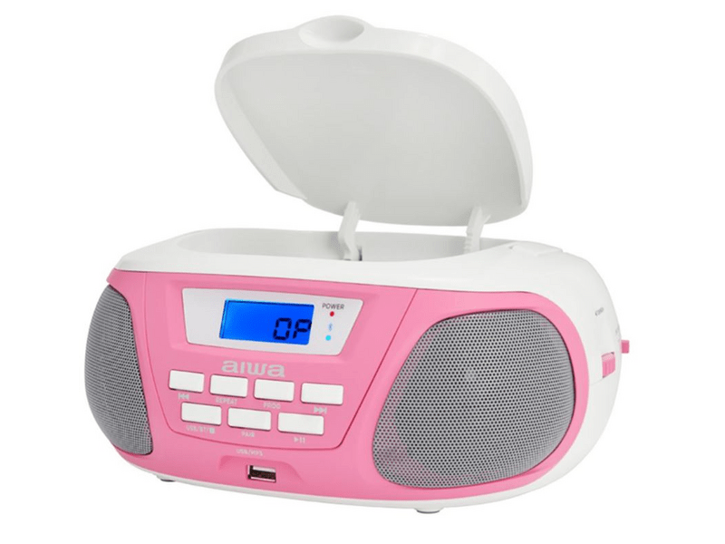 Aiwa BBTU-300BW Hordozható CD lejátszó, rózsaszín