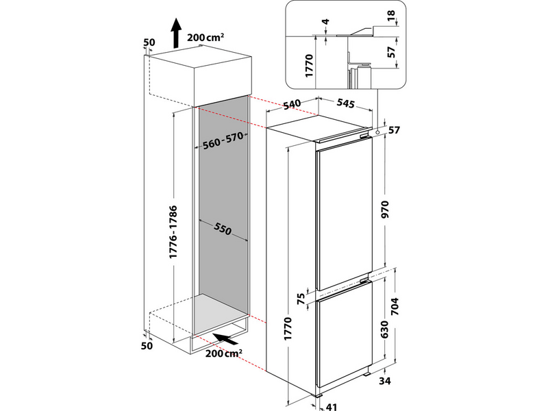 Whirlpool ART 6711 SF2 Beépíthető alulfagyasztós hűtőszekrény