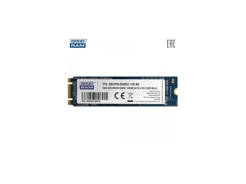 Goodram S400U SATA III M.2 2280, 120 GB SSD háttértár