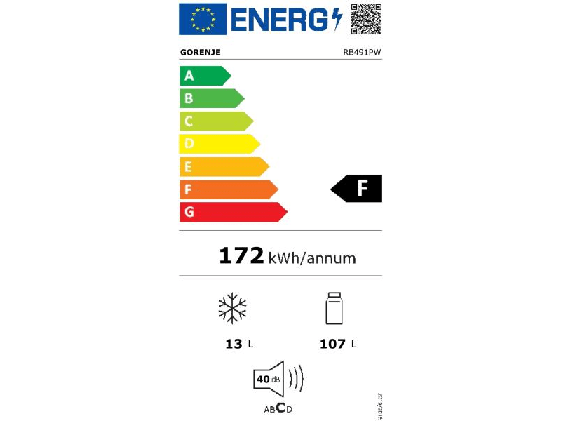 Gorenje RB 491 PW Egyajtós hűtőszekrény