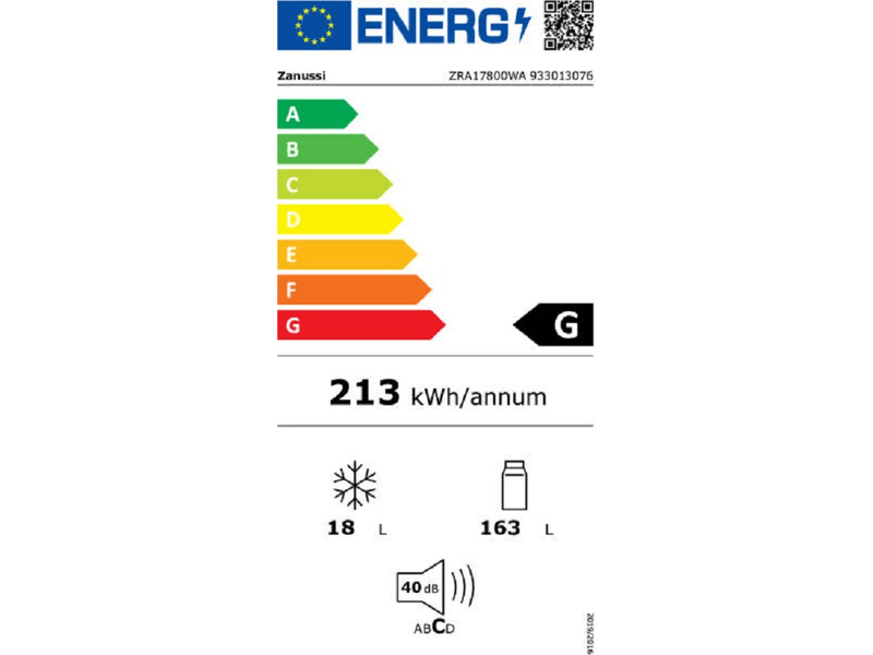 ZANUSSI ZRA17800WA Hűtőszekrény, 105 cm