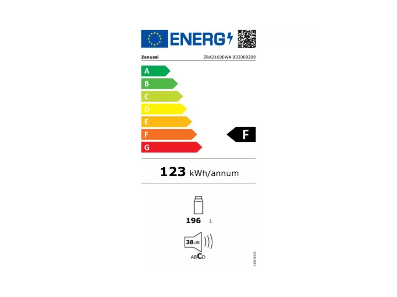 Zanussi ZRA21600WA Hűtőszekrény, 105 cm