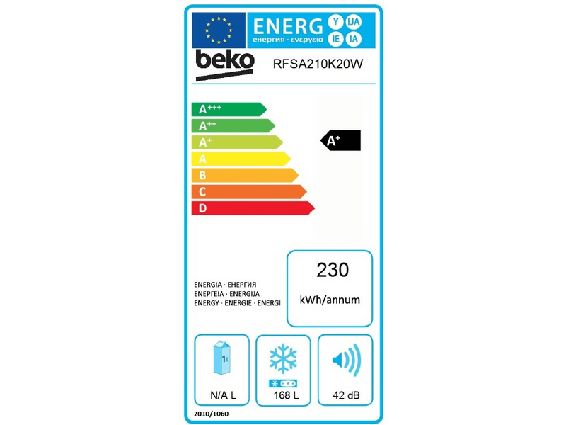 BEKO RFSA210K20W A+ Fagyasztószekrény, Fehér