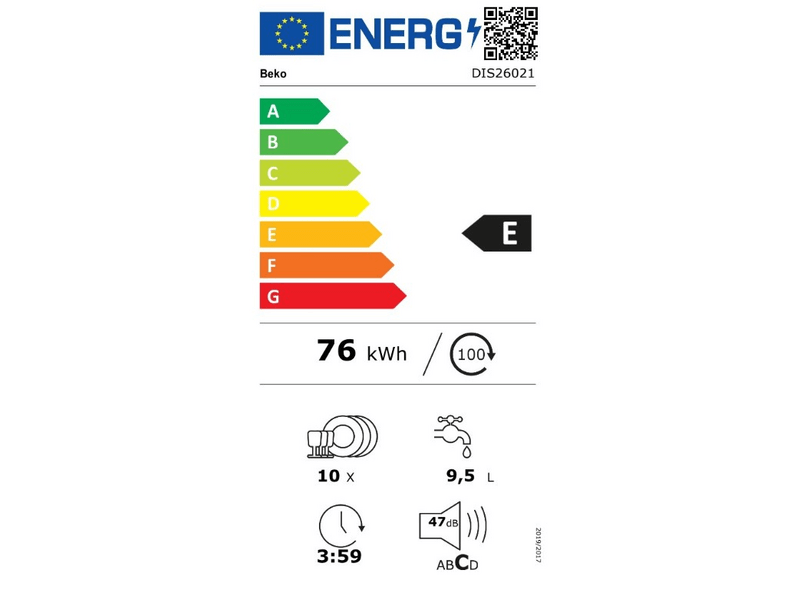 BEKO DIS26021 Beépíthető integrált mosogatógép