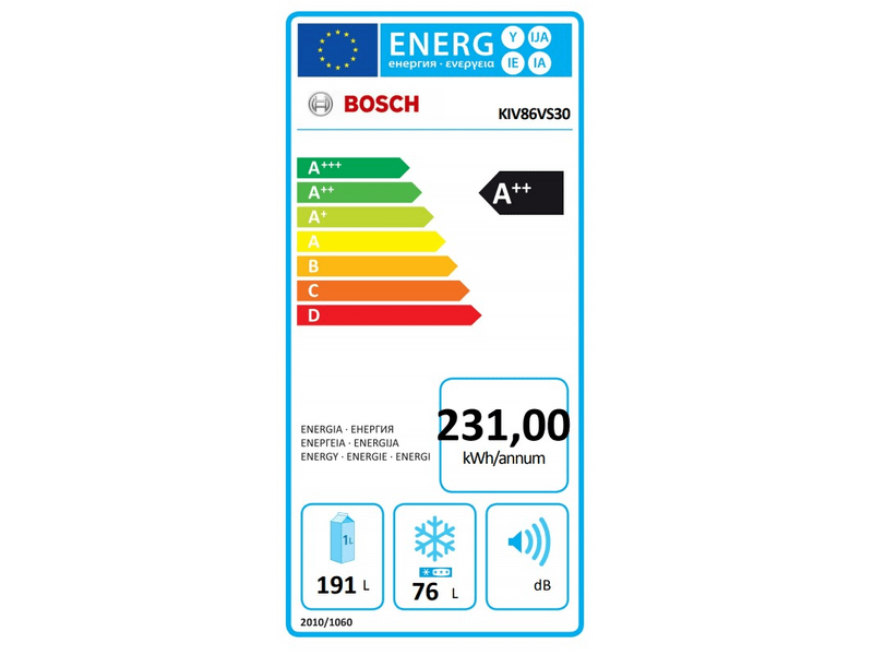 BOSCH KIV86VS30 Alulfagyasztós kombinált hűtőszekrény