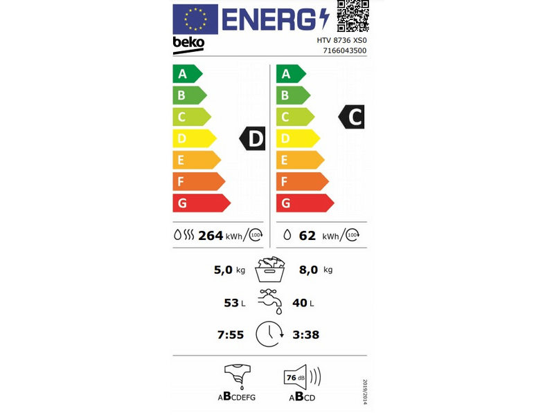 Beko HTV 8736 XS0 Mosó- és szárítógép
