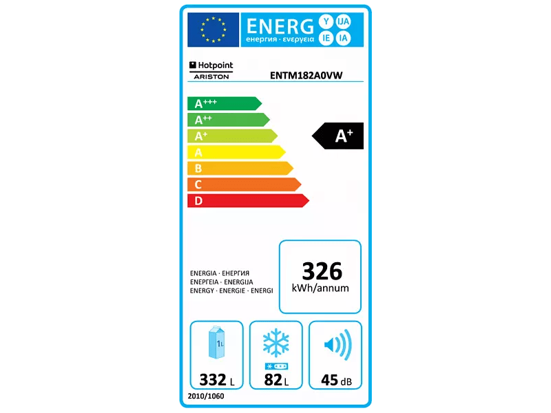 HOTPOINT ARISTON ENTM 182A0 VW Felülfagyasztós kombinált hűtőszekrény