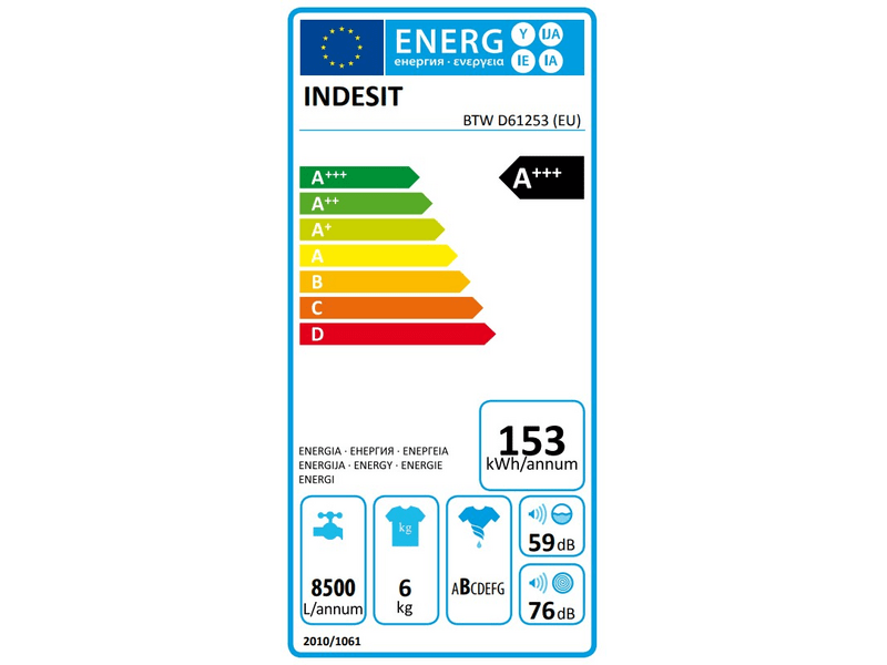 Indesit BTW D61253 (EU) Felültöltős mosógép