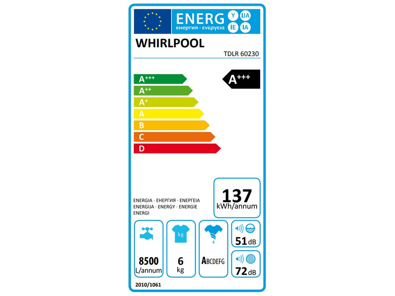 WHIRLPOOL TDLR 60230 Felültöltős mosógép