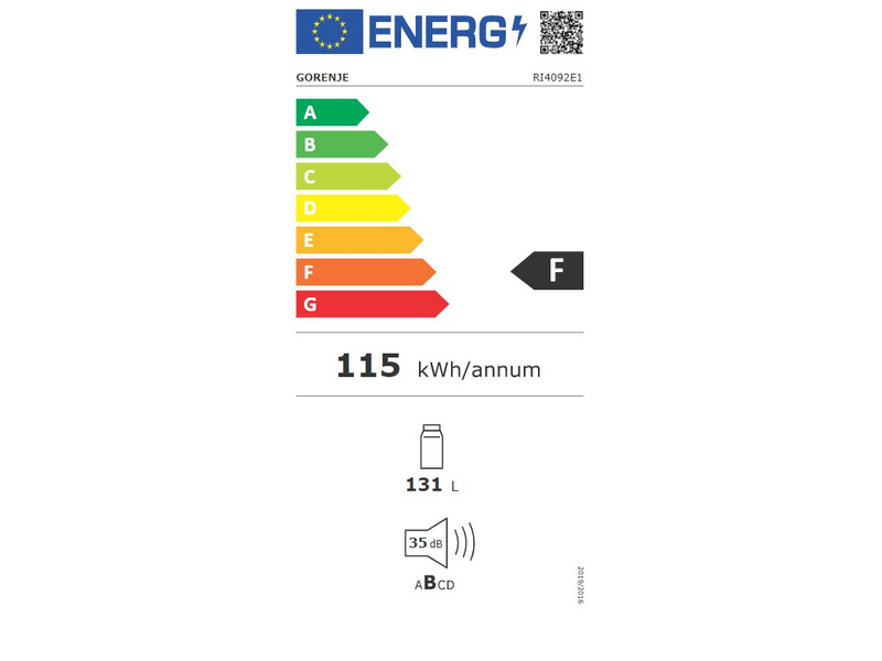 Gorenje RI4092E1 Beépíthető egyajtós hűtőszekrény
