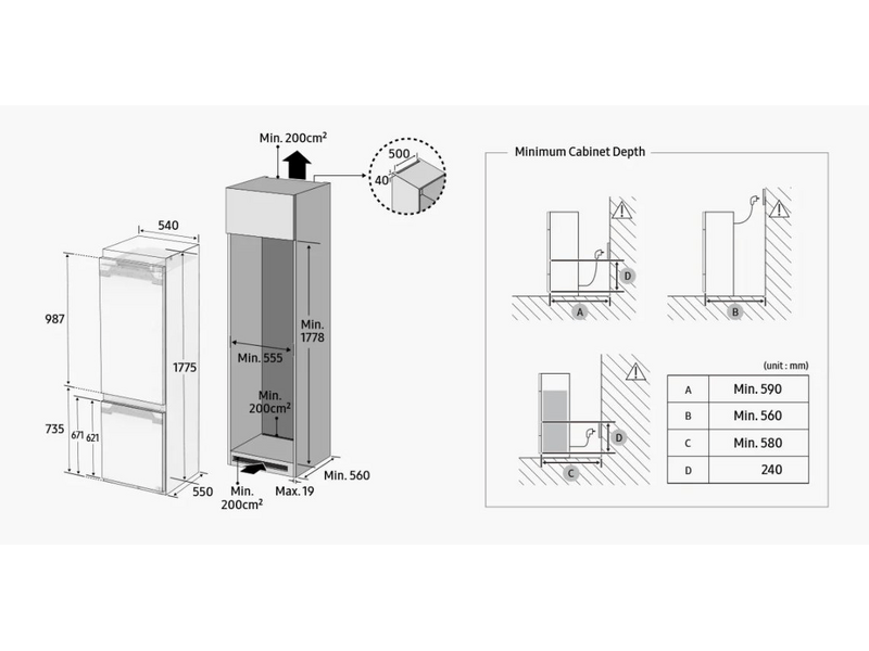 Samsung BRB26615EWW/EF Beépíthető alulfagyasztós hűtőszekrény