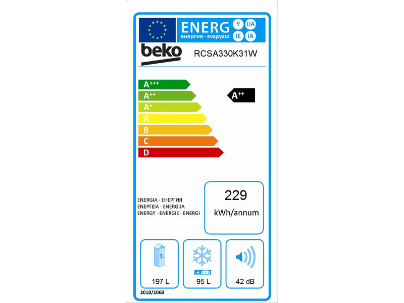 BEKO RCSA-330K31W Alulfagyasztós kombinált hűtőszekrény