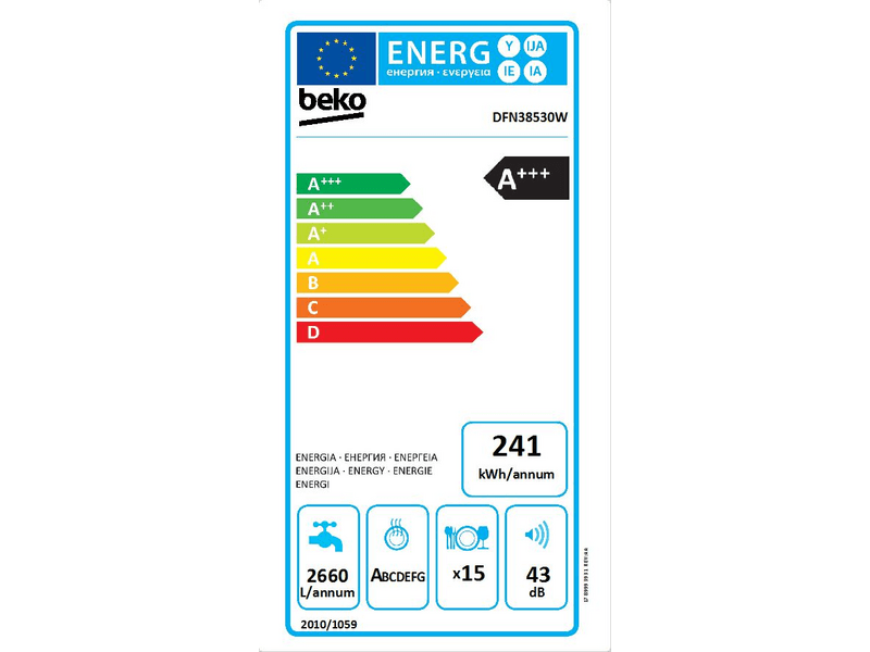 BEKO DFN38530W Szabadonálló mosogatógép