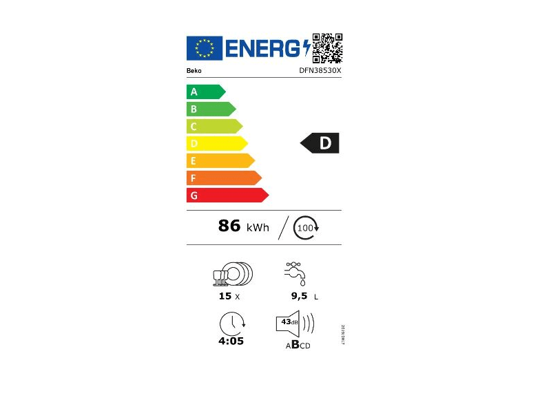 Beko DFN38530X Szabadonálló mosogatógép