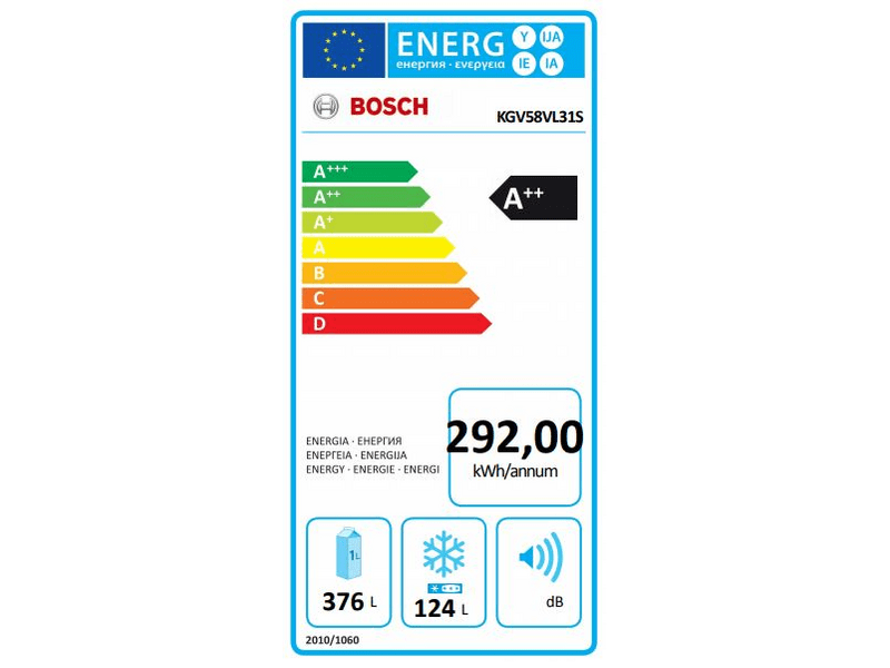 BOSCH KGV58VL31S Alulfagyasztós kombinált hűtőszekrény