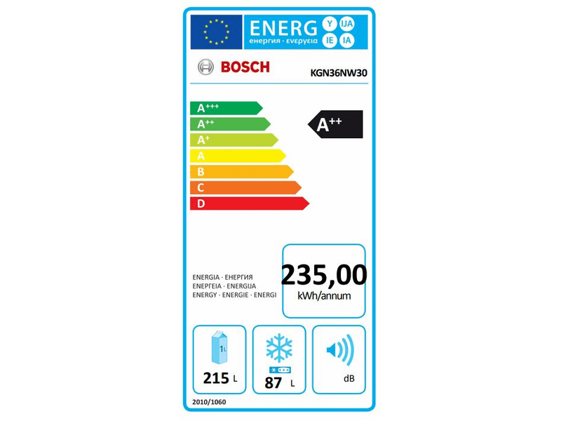 BOSCH KGN36NW30 Alulfagyasztós kombinált hűtőszekrény