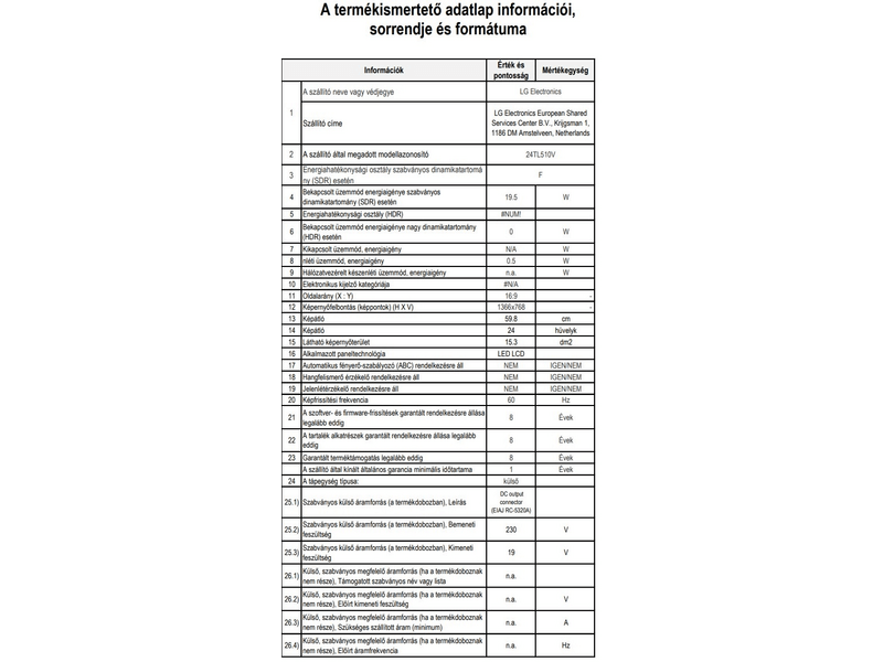 LG 24TL510V-WZ HD Ready LED Monitor-TV, Fehér